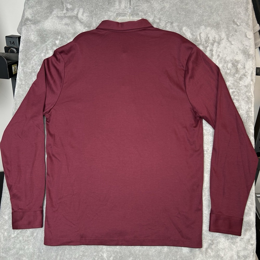 Charles Tyrwhitt Mens Medium Long Sleeves Polo Wine Red Shirt 100% Cotton Shirt - Picture 3 of 16